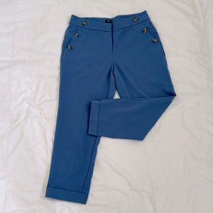 Loft Blue Button Detail Curvy Pant Size 8 Petite